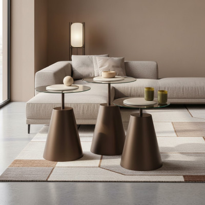 Beistelltisch-Set – 3 Beistelltische im eleganten Goldfarb‑Design Satztisch