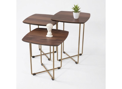Stabile Beistelltische mit Metallfuß im minimalistischen Stil 3tlg.