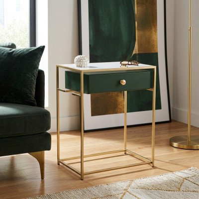 Schmaler Konsolentisch – zeitlos, elegant Beistelltisch Gold Grün