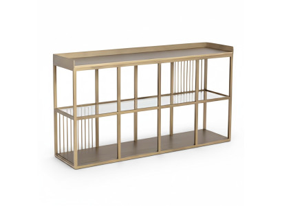 Konsolentisch Regal Offene Kommode 140x80cm Schrank Metall Glas