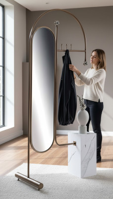Moderner Kleiderständer mit praktischem Spiegel Garderobe Spiegel