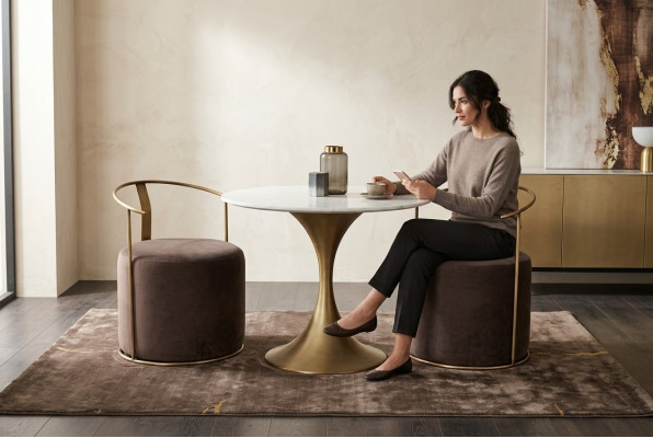 Design Restaurant Einrichtung Bistro Tisch Lounge Sessel 3tlg Set