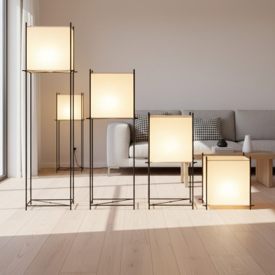 Set aus 4 eleganten Stehlampen für stimmungsvolle Beleuchtung im Raum