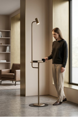 Praktische Stehlampe mit integriertem Tisch Beistellleichte Lampe