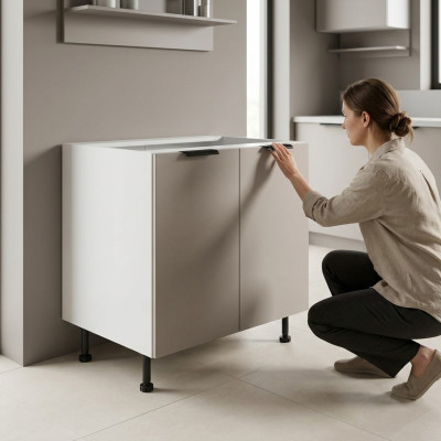 Küchenunterschrank Küchenmodul Küchenschrank Doppeltüriger Küche Weiß