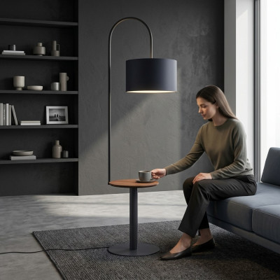 Beistelltisch mit Beleuchtung Sofa Lampe Wohnzimmer Stehleuchte
