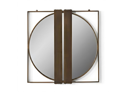 Wandspiegel mit rundem Spiegelglas in quadratischem Rahmen Spiegel