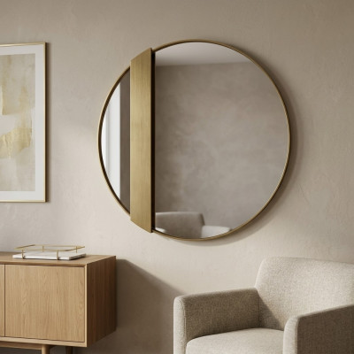 Wandspiegel mit rundem Glas eckigem Rahmen modern und stilvoll Spiegel