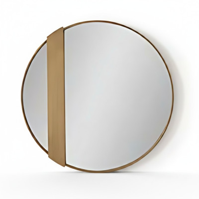 Wandspiegel mit rundem Glas eckigem Rahmen modern und stilvoll Spiegel