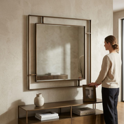Eleganter quadratischer Wandspiegel jedes moderne Zuhause Wohnzimmer Tisch
