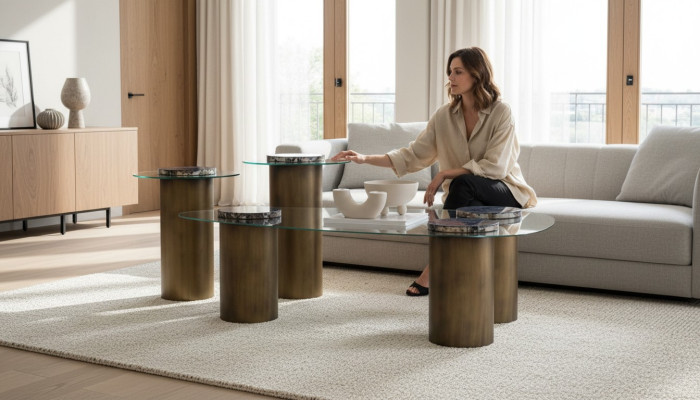 Stylisches Tischset für Wohnzimmer 1 Couchtisch 2 Beistelltisch Tisch