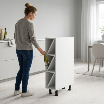 Schmaler Flaschenschrank Unterschrank Flaschenfächern Küchenschrank Weiß