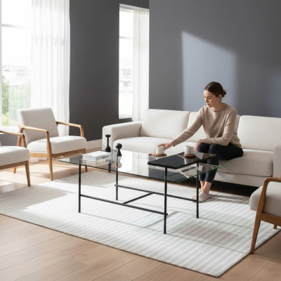 Couchtisch mit Ablage für heiße Getränke Wohnzimmer Tisch 110x60