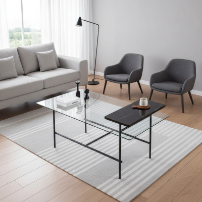 Couchtisch mit Ablage für heiße Getränke Wohnzimmer Tisch 110x60