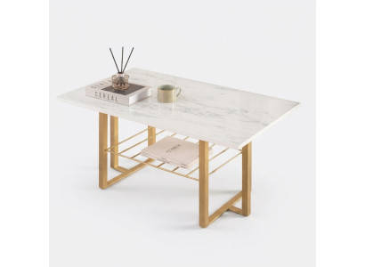 Eleganter Couchtisch in Marmor-Optik praktischer Ablage Sofa Tisch