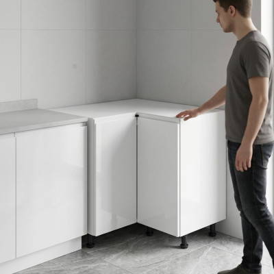 Eckunterschrank Eck-Küchenunterschrank Eckschrank Innenboden Hochglanz