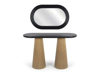 Schminktisch aus Holz in Schwarz mit Spiegel modern elegant