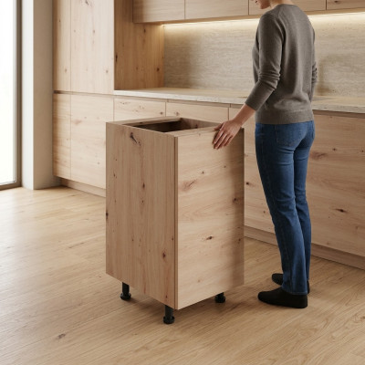 Küchenunterschrank Basis-Unterschrank mit Mittelboden Küchenschrank Beige