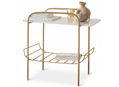 Beistelltisch mit Zeitungsablage und Holzplatte – Modernes Design