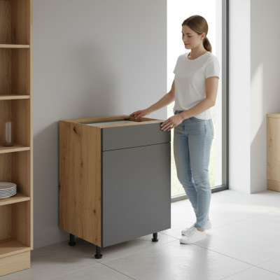 Basisunterschrank Küchenunterschrank mit Schublade 2 Ablagen Schrank