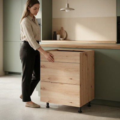 Küchenschubladenschrank Unterschrank 3 Schubladen Kommode Schubladenmodul