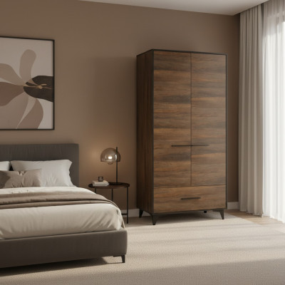 Garderobenschrank Schrank Kleiderschrank Kleiderstange Schublade Holz