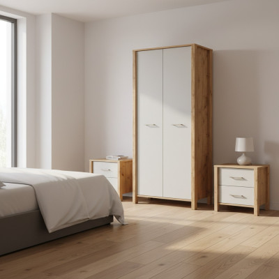 Garderobenschrank mit Kleiderstange Regal Holzschrank Kleiderschrank