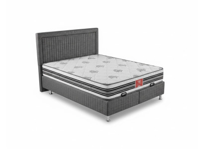 Modernes Graues Bett mit Matratze aus Textil und Edelstahl