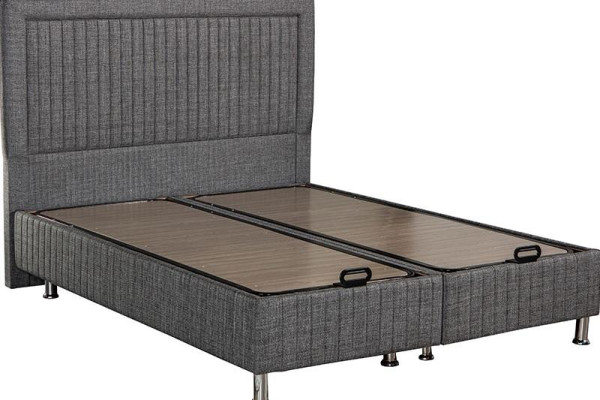 Modernes graues Bett mit Matratze aus Textil und Edelstahl