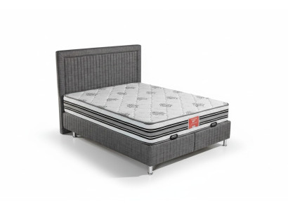 Modernes graues Bett mit Matratze aus Textil und Edelstahl