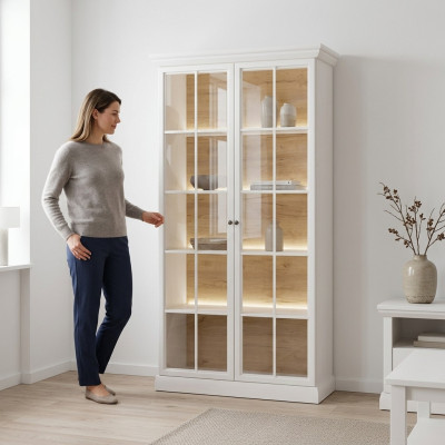 Buffetschrank Vitrinenschrank Anrichte Glasvitrine Küchenbuffet Weiß