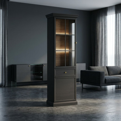 Vitrinenschrank Schrank Anrichte Glasvitrine Küchenvitrine Schublade