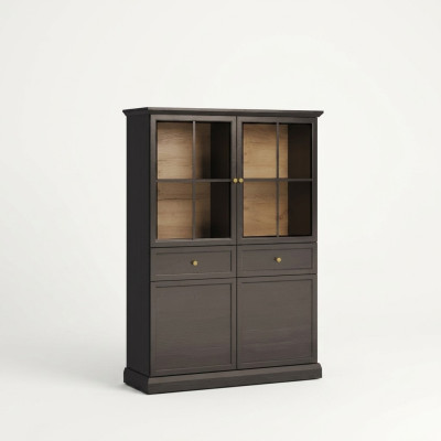 Buffetschrank Vitrinenschrank Küchenanrichte Glasvitrine 2 Schubladen