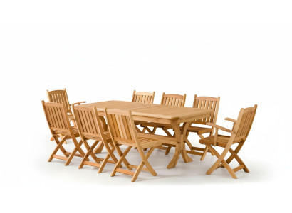 Elegantes 9-tlg Gartenmöbel Set aus Holz in Braun für Terrasse