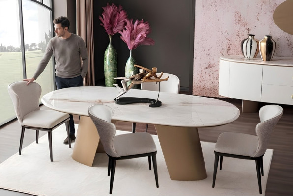 Esszimmer-Set mit stilvollem Esstisch und 6 komfortablen Stühlen