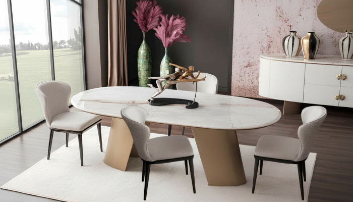 Esszimmer-Set mit stilvollem Esstisch und 6 komfortablen Stühlen