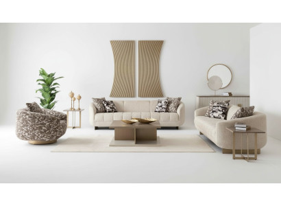3+3+1 Sitzer, Couchtisch & 2 Beistelltische – Wohnzimmer-Komplettset