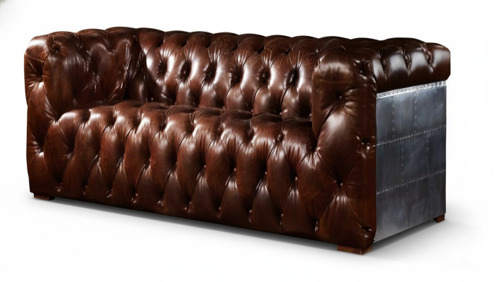 3-Sitzer Chesterfield Couch Polster Sofa Modern Aluminium Rückseite