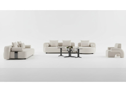 Set für Wohnzimmer 2x Sofa mit Sessel Ästhetik und Komfort