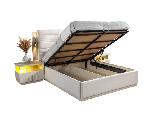 Polsterbett Schlafzimmer 3 Nachttische modern elegant 3tlg Set