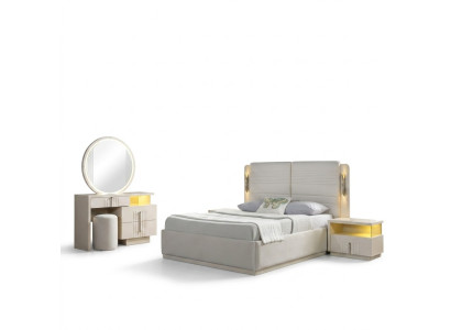 Polsterbett Schlafzimmer 2 Nachttische modern elegant 5tlg Set