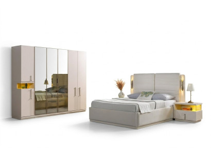 Komplettes Schlafzimmer Set Bett Kleiderschrank Nachttische 4tlg
