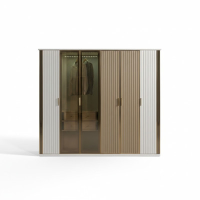 Kleiderschrank Glas Luxus Design modern Schlafzimmer 234 cm groß