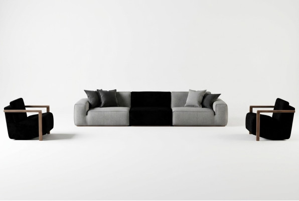 Sofa mit 2 Sesseln für das Wohnzimmer in stilvollem Design