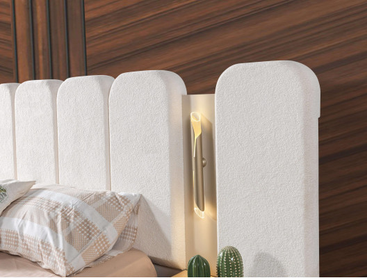 Polsterbett Schlafzimmer mit 2 Nachttischen modern bequem 3tlg Set