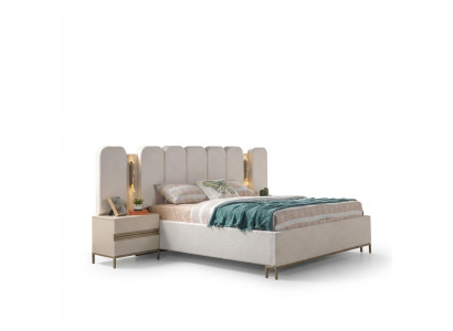 Polsterbett Schlafzimmer mit 2 Nachttischen modern bequem 3tlg Set
