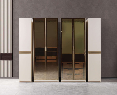 Eckkleiderschrank modern getöntes Glas Schlafzimmer groß Design