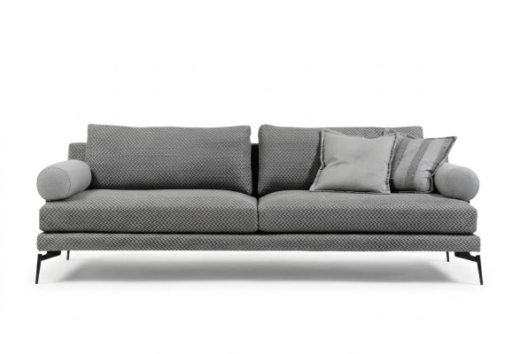 Luxus 3 Sitzer Sofa Grau – Modernes Wohnzimmer Sofa Textil