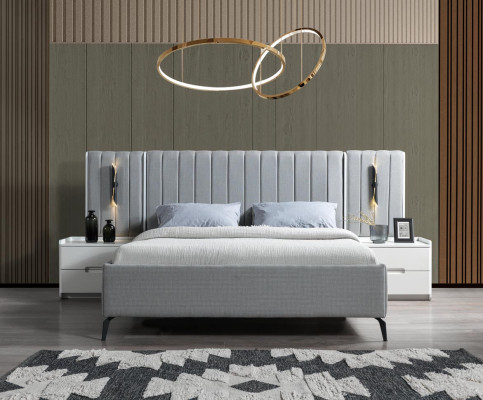 Schlafzimmer-Set mit Bett und 2 Nachttischen im modernen Design