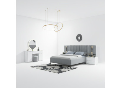 Schlafzimmer 5tlg. Bett + 2 Nachttische Möbel Set elegant